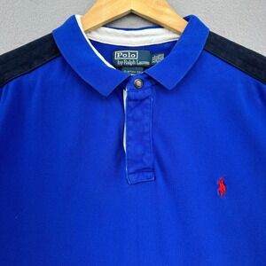 VTG Polo Ralph Lauren Polo Shirt Custom Fit Color Block RARE XXL 90s Y2K Preppy